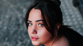 Woman black shirt red tie - free portrait wallpaper for desktop