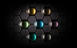 Colorful balls honeycomb brick pavement - colorful ball free wallpaper