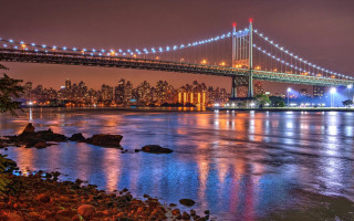 Hudson river bridge city night - a bridge over a river free wallpaper