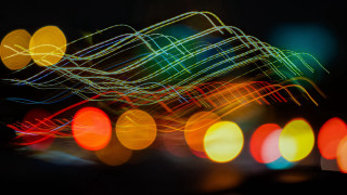 Blurry night car lights moon - motion blur free wallpaper for desktop