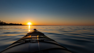 Kayak sunset water horizon cloud - the distance behind free wallpaper