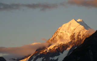 Snow mountain clouds dusk ocean - domirinic fegallia free wallpaper