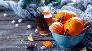 Orange tea bowl christmas table - professional free wallpaper for desktop