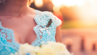 Blue dress flower brooch aqua - a blue dress holding free wallpaper