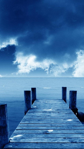 Wooden dock ocean cloudy sky - the ocean under a cloudy sky free wallpaper for mobile