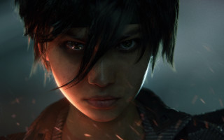 Woman darkhair seriouslook cyberpunk rain - unreal engine 5 free wallpaper