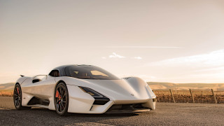 White sports car road fence 2 - side profile free wallpaper for desktop