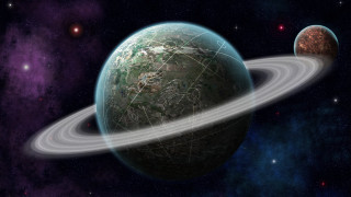 Planet ring star background space - a white line free wallpaper