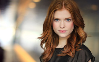 Redhair blueeyes blackdress woman portrait - christabel dennison free wallpaper