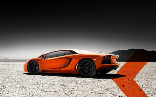 Orange sports car desert black - nice free wallpaper