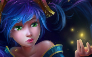 Sona blue hair green eyes - green eye free wallpaper