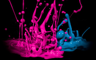 Black background pink blue splash - paint free wallpaper