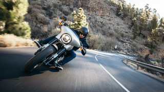 Man motorcycle curvy road forest 2 - hillside free wallpaper