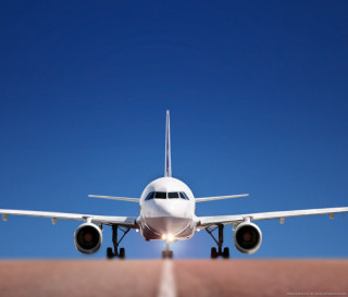 Jetliner flying blue sky runway 5 - turnaround free wallpaper