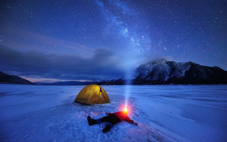 Snow tent night sky stars - the snow next free wallpaper