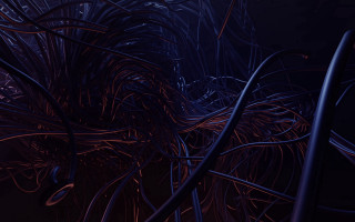 Tangled wires red light dark - octane renderer free wallpaper for desktop