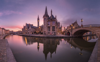 Bridge river building clocktower dusk - the younger free wallpaper