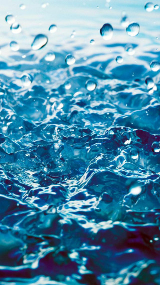 Blue water surface bubbles droplets 2 - free rain wallpaper for mobile