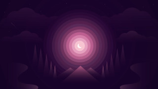 Purple dark sky trees moon - vector curve free wallpaper