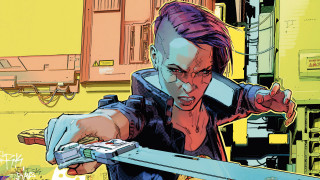 Woman knife cellphone pointing cyberpunk - laurie greasley free wallpaper