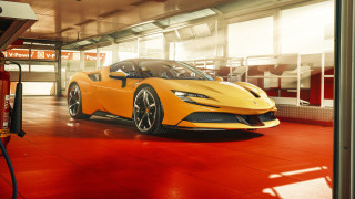 Yellow sports car garage red 2 - a garage free wallpaper