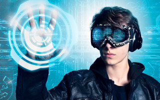 Cyberpunk man virtual glasses leather - cyberpunk free wallpaper