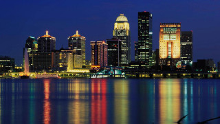 City skyline lake night reflections 5 - free city wallpaper
