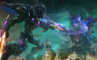 Futuristic robot attack giant alien - a futuristic robot free wallpaper