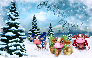 Cows christmas tree snow night - a christmas tree in the snow free wallpaper