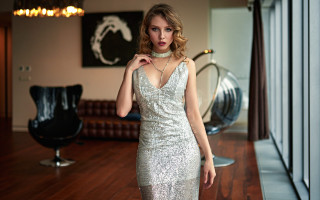 Woman silver dress artdeco blonde - a silver dress free wallpaper
