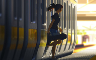 Woman skateboard platform blurry outdoors - a skateboard free wallpaper