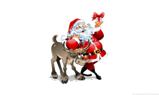 Cartoon santa reindeer red bow - a red bow free wallpaper for desktop