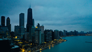 City skyline river bridge night 6 - a dark sky background free wallpaper