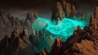 Mountain glowing stream rocks fantasy - clint cearley free wallpaper