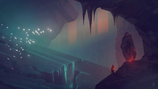 Man cave headlight bird flying - a cave free wallpaper