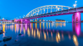 Bridge pink purple light cityscape - the bridge free wallpaper