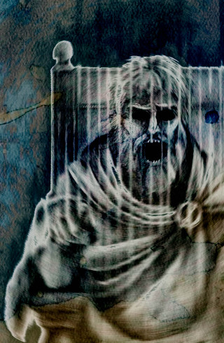 Ghost head bed curtain light - dark art free wallpaper for mobile