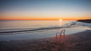 Beach sunset chair ocean mountain - top of a beach next free wallpaper