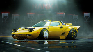 Yellow sports car spotlight retrofuturism - a spotlight free wallpaper
