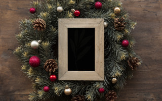 Christmas frame pinecones ornaments wooden - a wooden frame free wallpaper