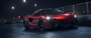 Red sports car night street - a street free wallpaper for desktop