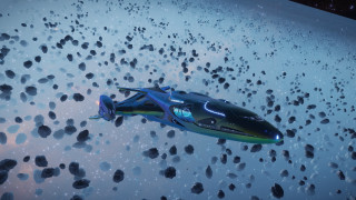 Futuristic vehicle floating rocks stars - a futuristic vehicle free wallpaper