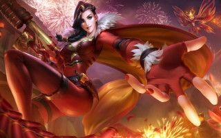 Red woman sword fireworks league - firework free wallpaper for desktop