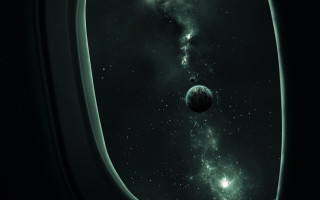 Earth night stars planet airplane - an airplane window free wallpaper