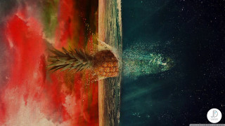 Pineapple colorful background space bird - a surrealist painting free wallpaper for desktop