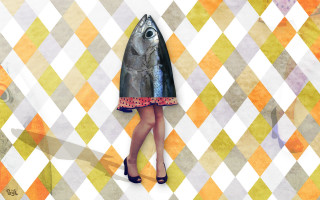 Woman dress fish object face - fiona stephenson free wallpaper