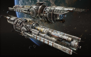 Space station planet starship aurora - a planet free wallpaper