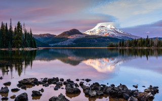 Mountain lake forest rocks cityscape - a few rock free wallpaper for desktop