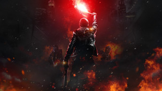 Fiery sword battle dystopian embers - dystopian art free wallpaper