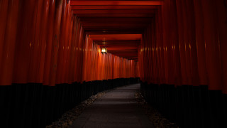Red black tunnel light wooden - column free wallpaper